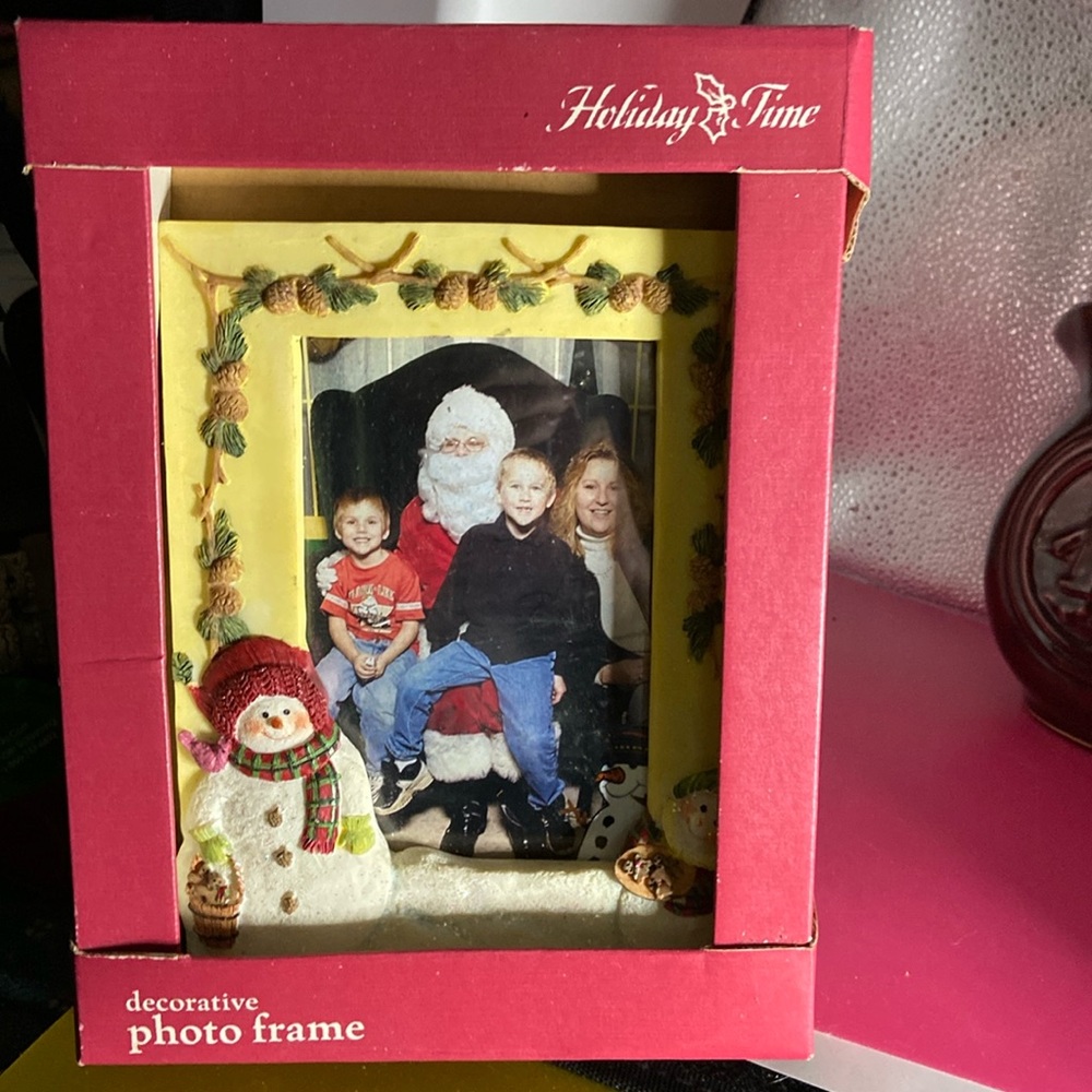 Christmas photo frame NIP Approximately 6.5” x 8.5” Still tight in box
